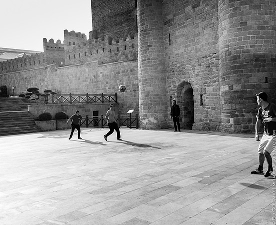 playing football outside shirvanshah palace | baku, azerbaidjan | 2017